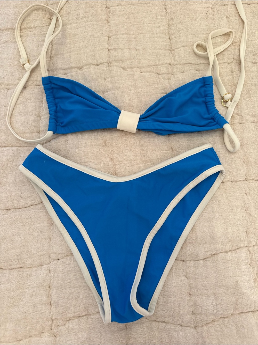 Montce Blue and Cream Contrast Bikini Set